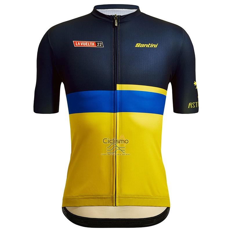 Vuelta Espana Ropa Ciclismo Culotte Corto 2022 Hombre Mangas Cortas Negro AMarillo
